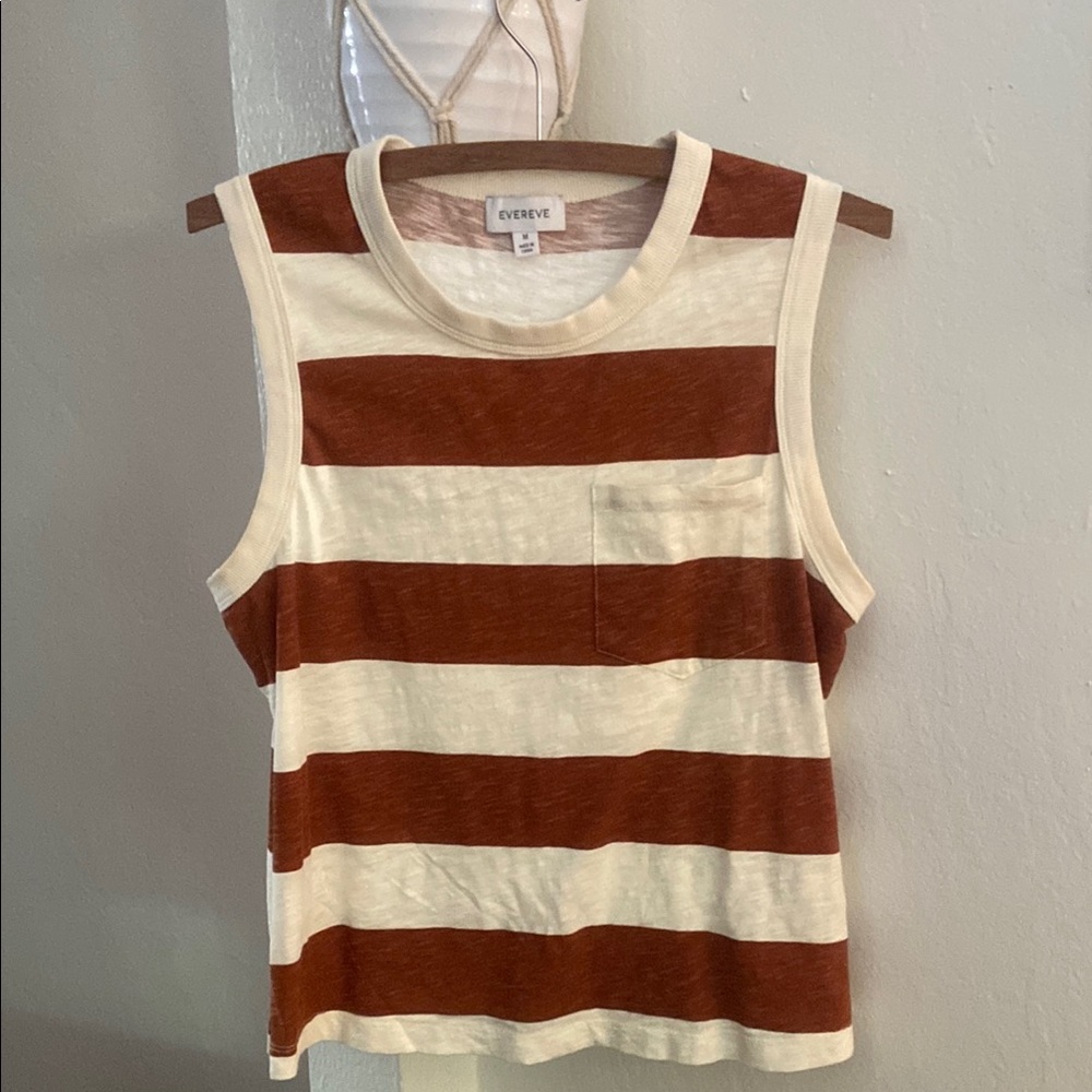 Evereve Cream and Brown tank top